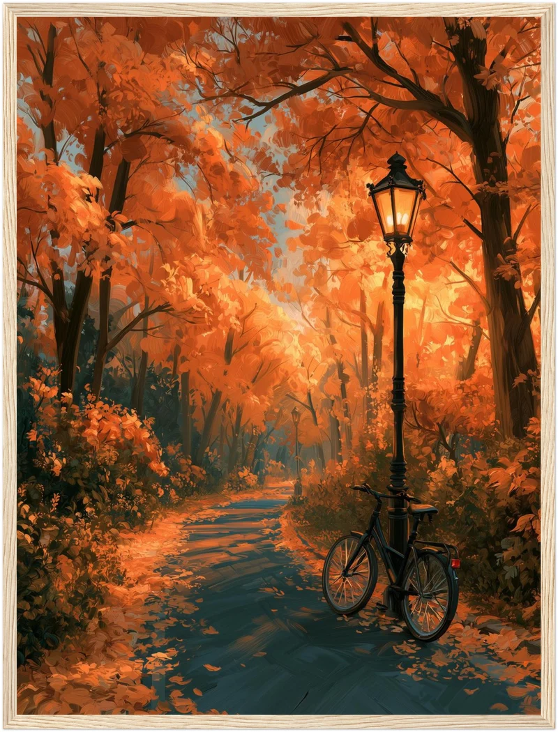 Herbstweg mit Laterne Poster