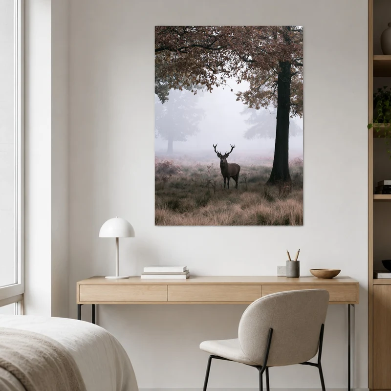 Hirsch im Herbstnebel Poster