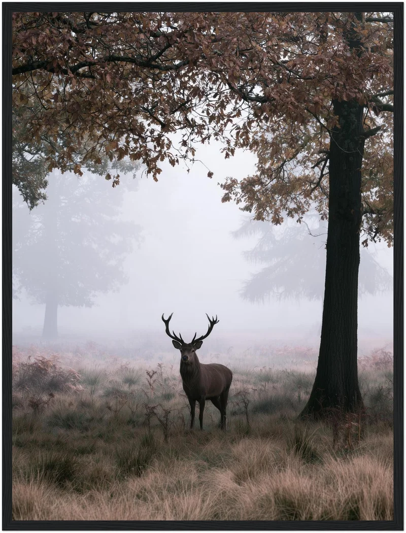 Hirsch im Herbstnebel Poster