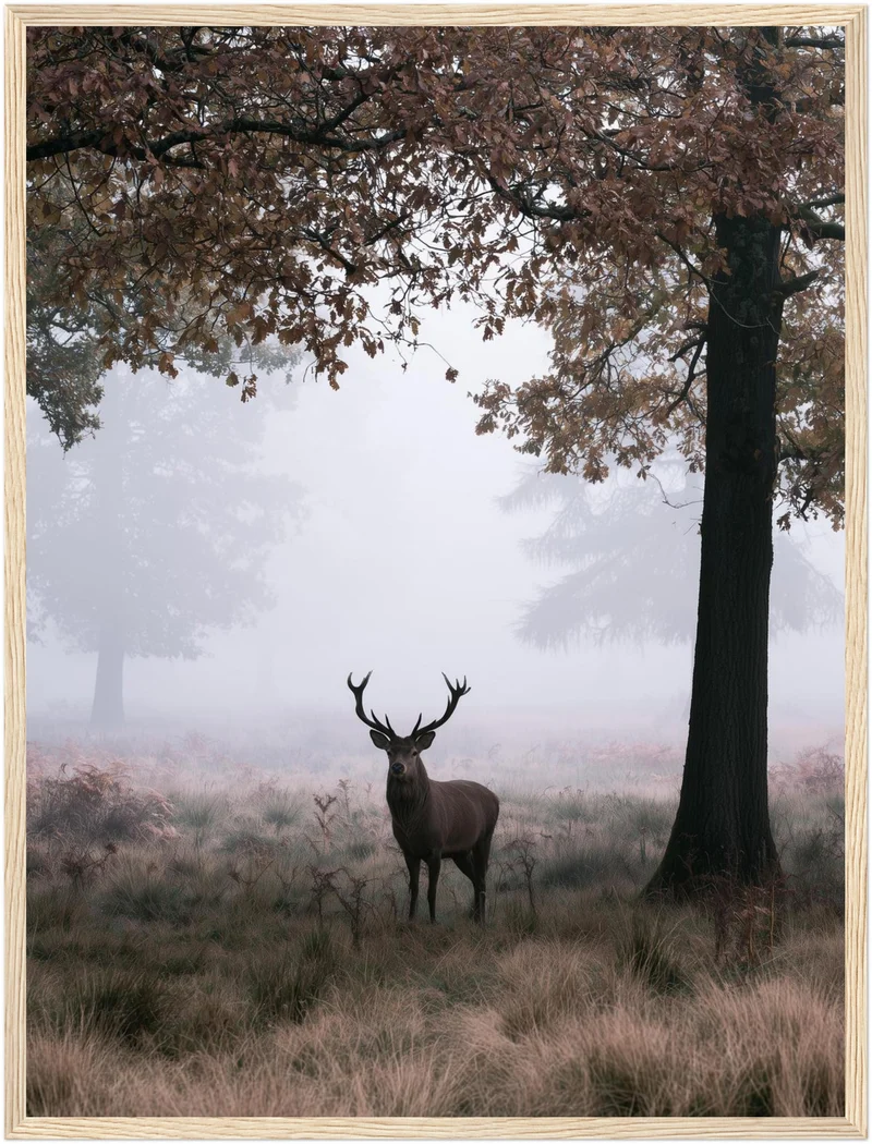 Hirsch im Herbstnebel Poster