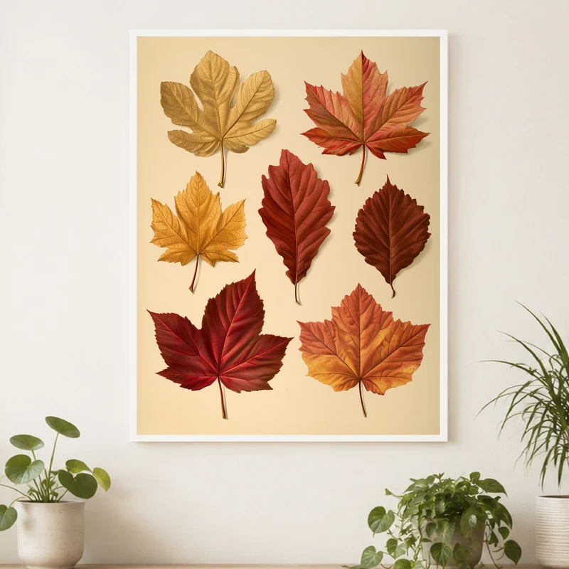 Herbstblätter in rot und gold Poster
