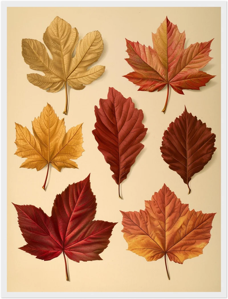 Herbstblätter in rot und gold Poster