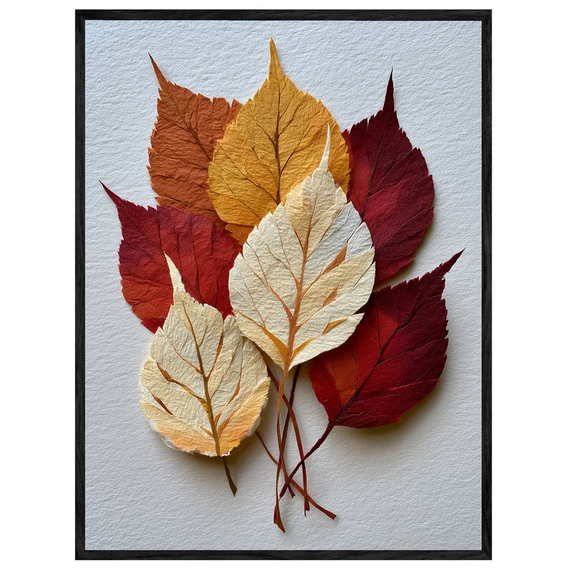 Herbstblätter in Papieroptik Leinwand