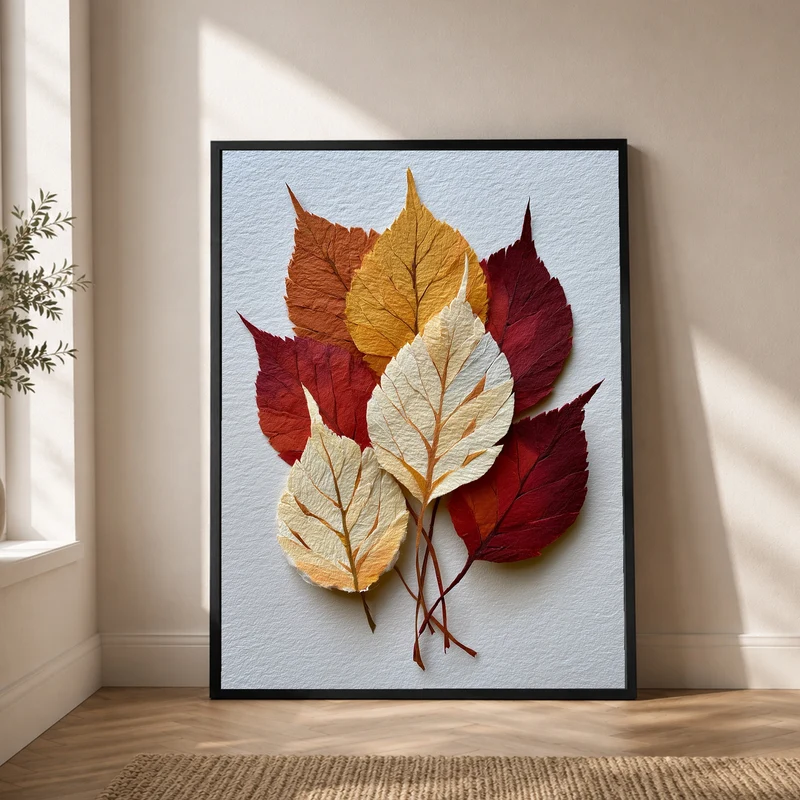 Herbstblätter in Papieroptik Poster