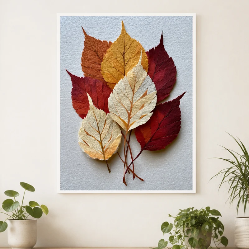 Herbstblätter in Papieroptik Poster