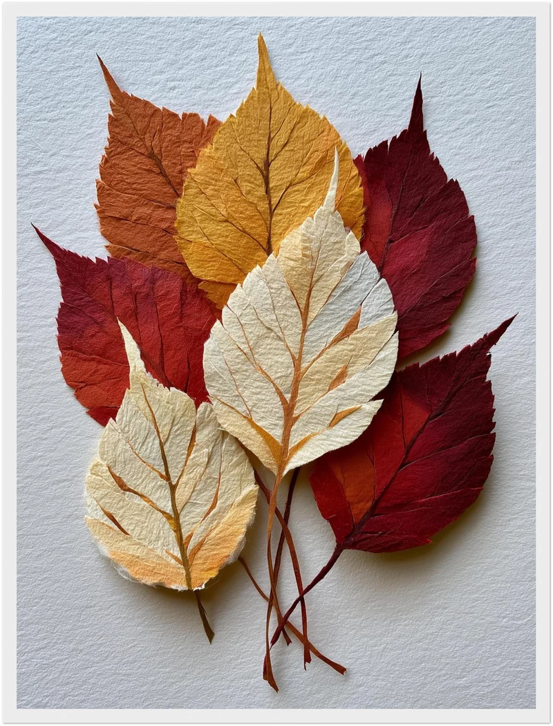 Herbstblätter in Papieroptik Poster
