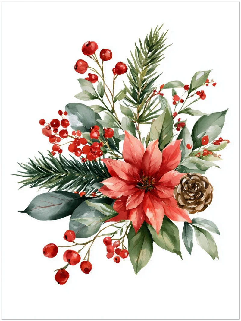 Weihnachtlicher Poinsettia Strauß Leinwand