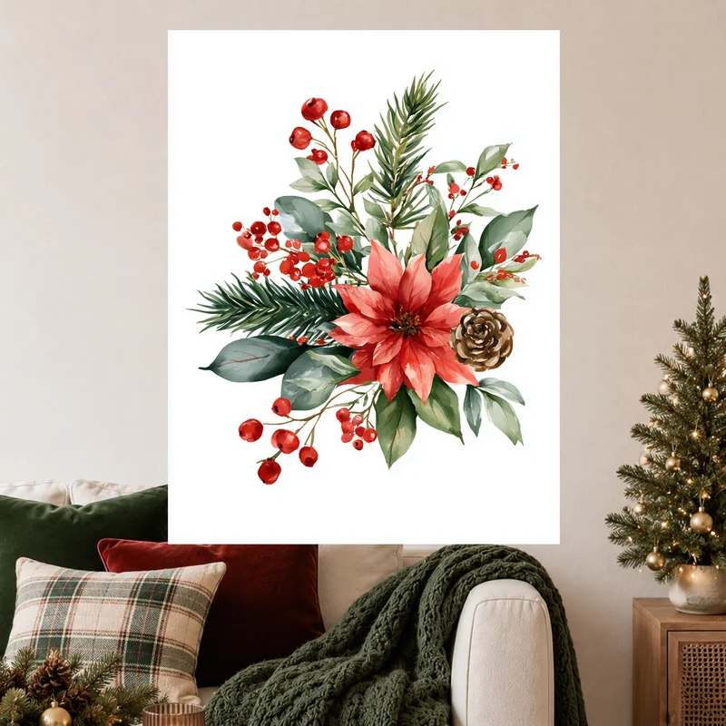 Weihnachtlicher Poinsettia Strauß Leinwand