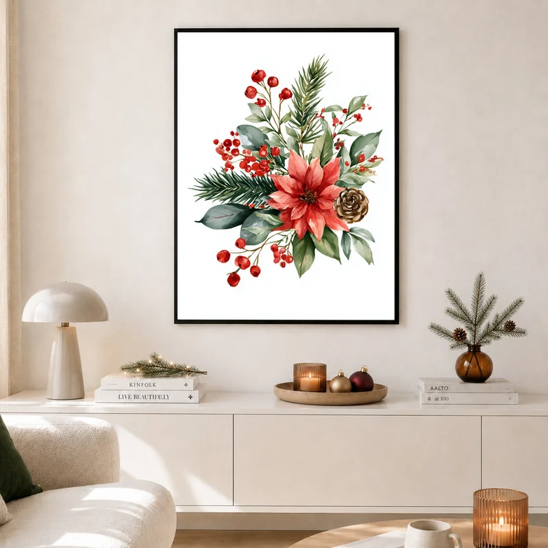 Weihnachtlicher Poinsettia Strauß Poster