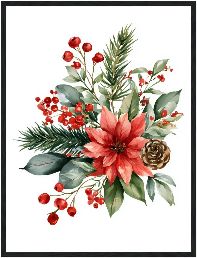 Weihnachtlicher Poinsettia Strauß Poster
