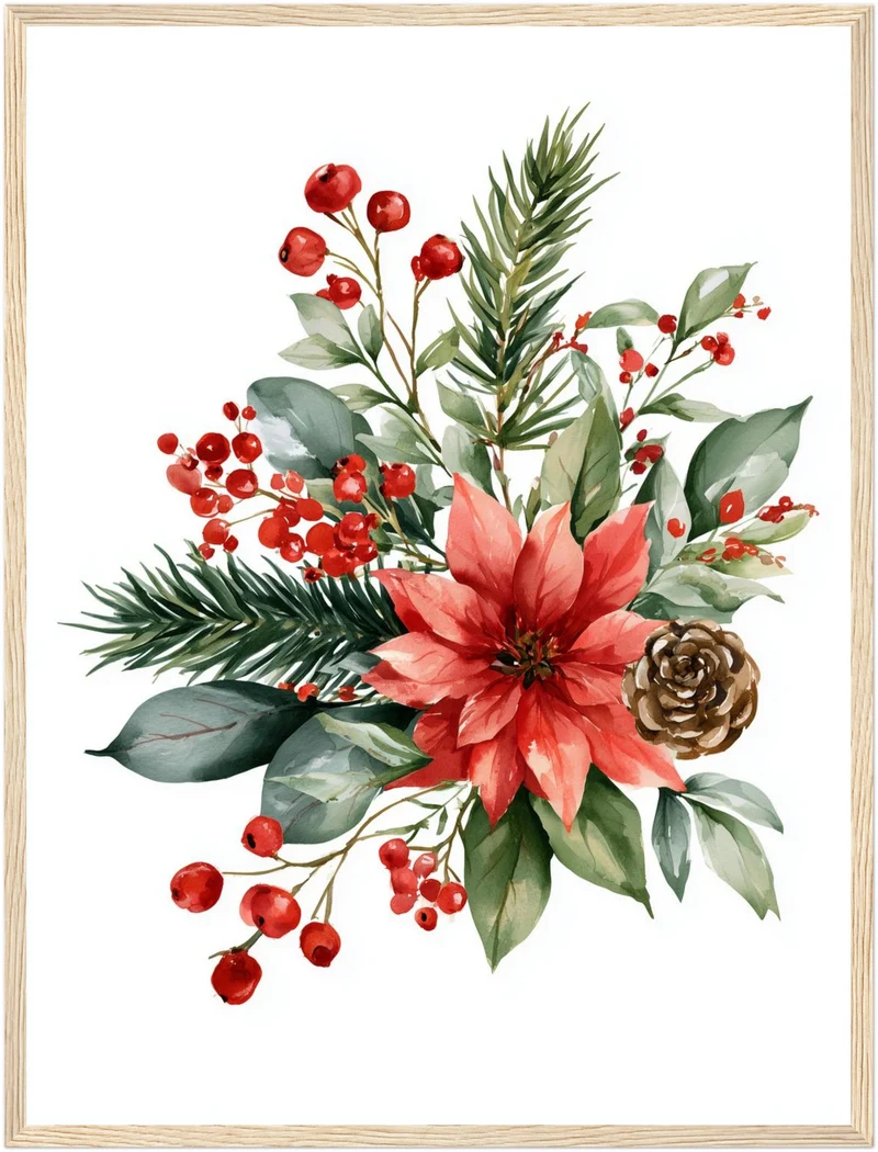 Weihnachtlicher Poinsettia Strauß Poster