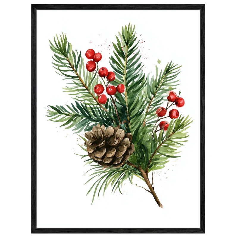 Winterzweig mit Zapfen Leinwand