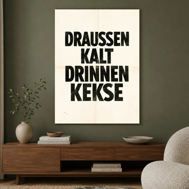 Draußen kalt Drinnen Kekse Leinwand