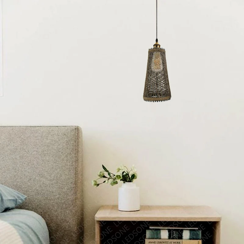 Rattan Hängelampe Schirm Pendelleuchte ~3274