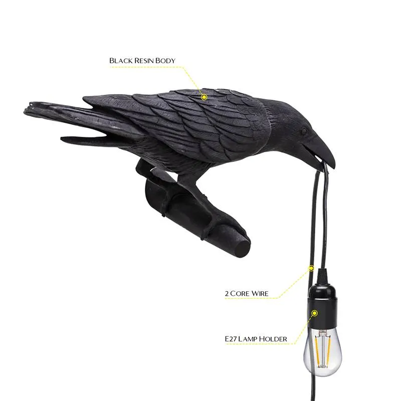 LEDSONE Raven Wandleuchte Rabe Wandlampe Schwarz E27 ~3273