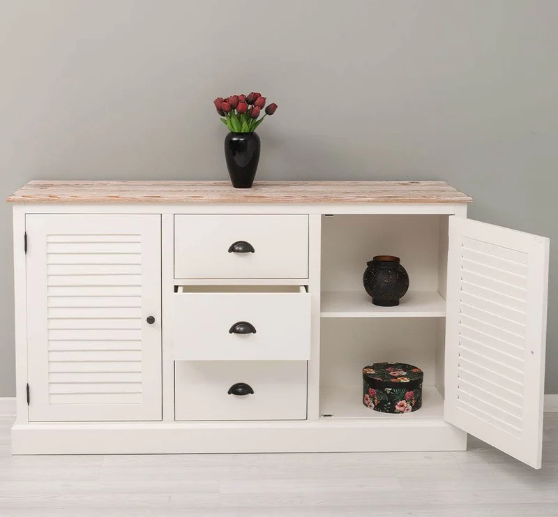 Kommode mit Lamellentüren | Sideboard aus Massivholz