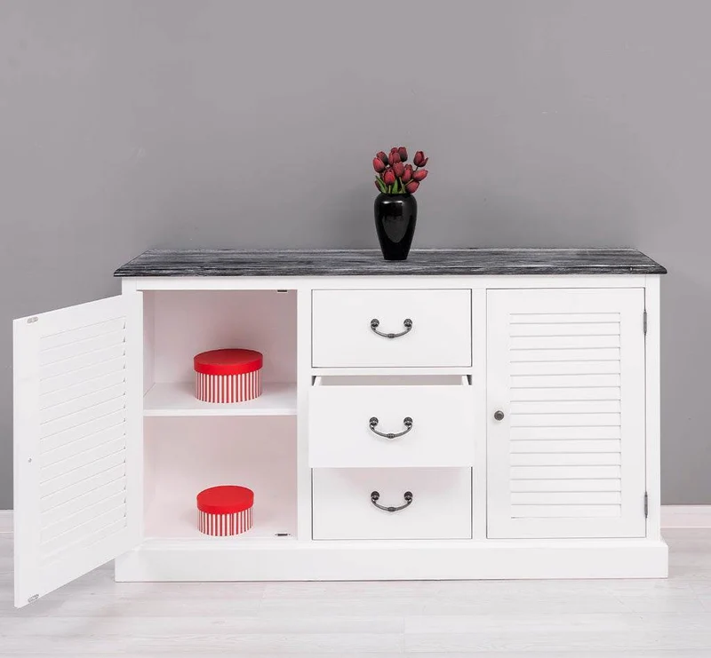 Kommode mit Lamellentüren | Sideboard aus Massivholz