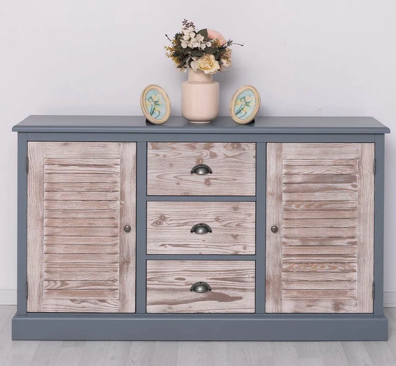 Kommode mit Lamellentüren | Sideboard aus Massivholz