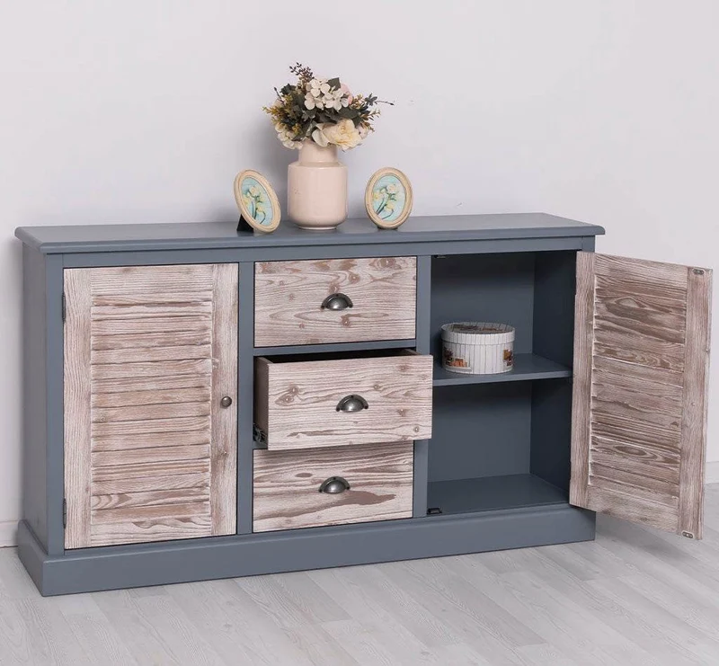 Kommode mit Lamellentüren | Sideboard aus Massivholz