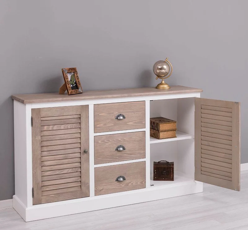 Kommode mit Lamellentüren | Sideboard aus Massivholz