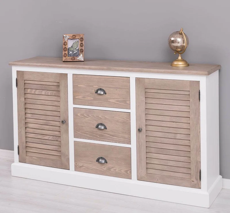 Kommode mit Lamellentüren | Sideboard aus Massivholz