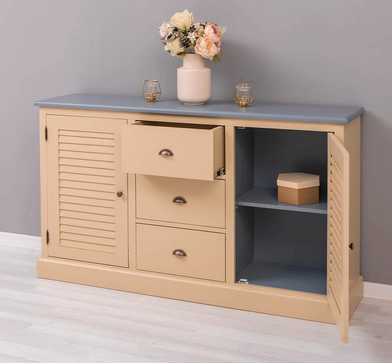 Kommode mit Lamellentüren | Sideboard aus Massivholz