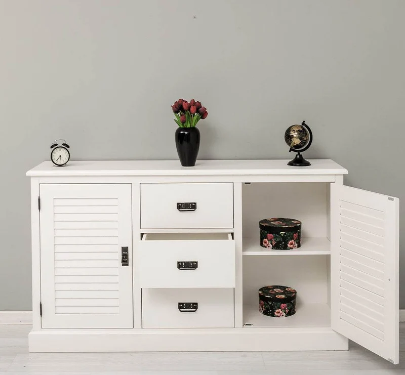 Kommode mit Lamellentüren | Sideboard aus Massivholz