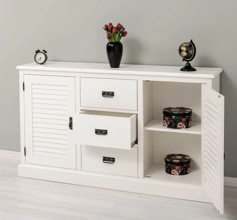 Kommode mit Lamellentüren | Sideboard aus Massivholz