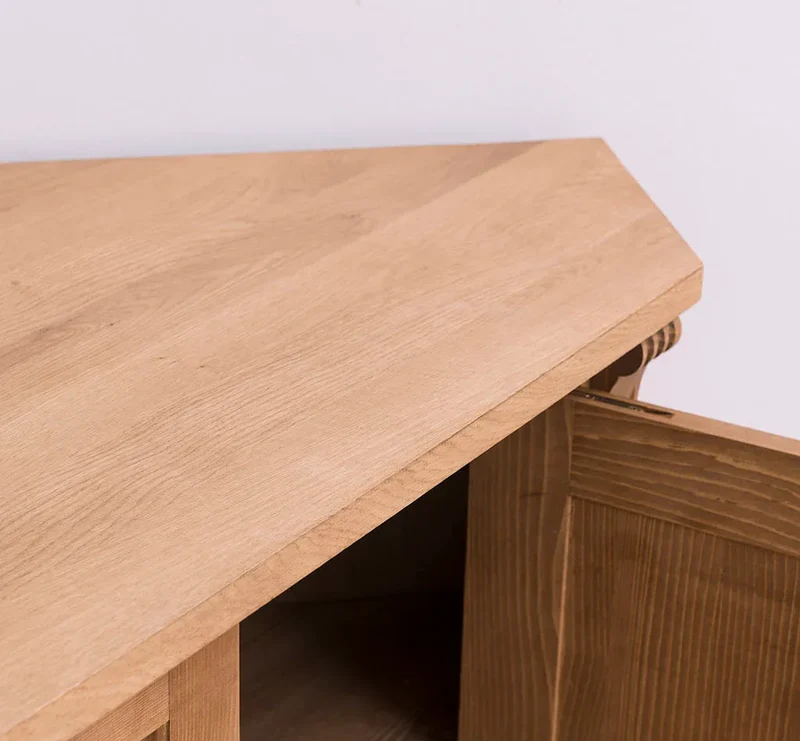 Vintage Eckschrank aus Massivholz | Aktenschrank mit verglasten Türen