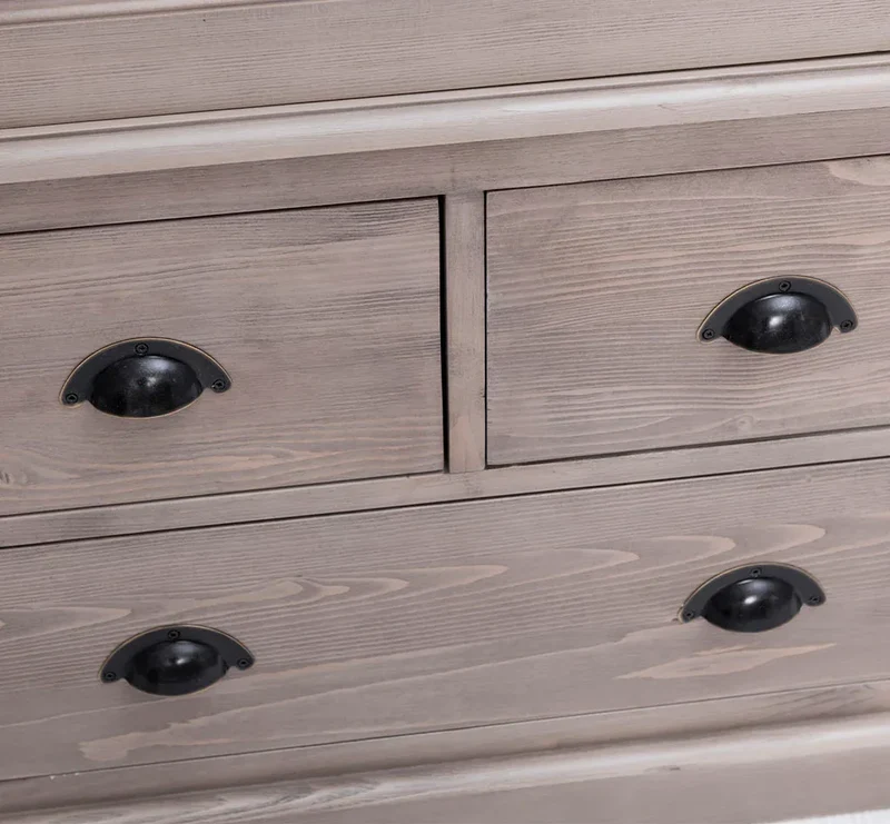 Schmaler Vintage Kleiderschrank aus Massivholz mit vier Schubladen