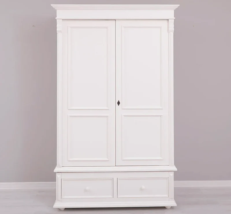 Kleiderschrank aus Massivholz mit zwei Schubladen