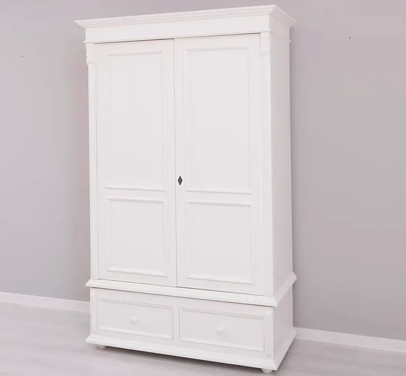 Kleiderschrank aus Massivholz mit zwei Schubladen