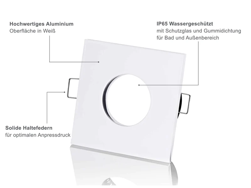 LED Einbaustrahler IP65 - Weiß Eckig 5W GU10 - Fora