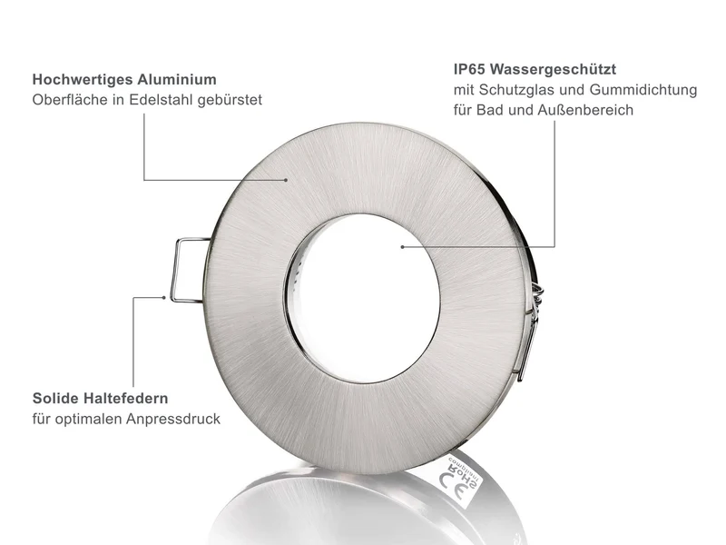 LED Einbaustrahler IP65 - Edelstahl gebürstet Rund 5W GU10 - Fora