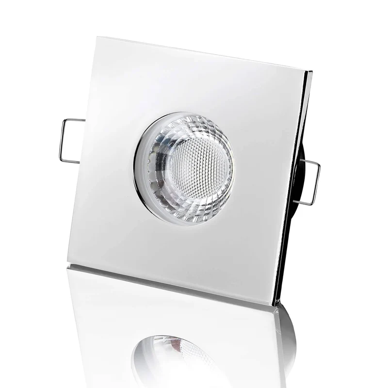 LED Einbaustrahler IP65 - Chrom Eckig 5W GU10 - Fora