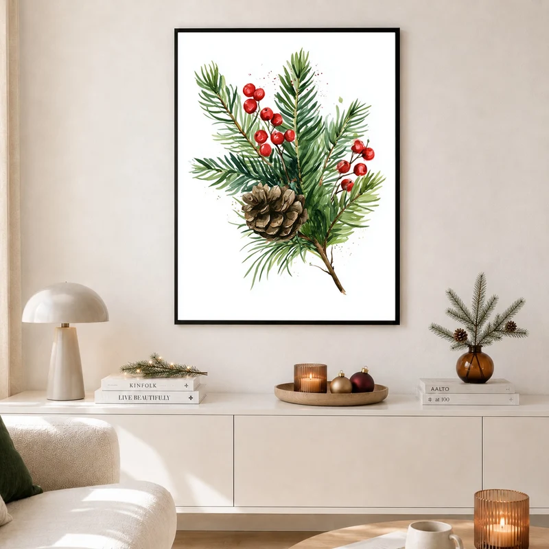 Winterzweig mit Zapfen Poster