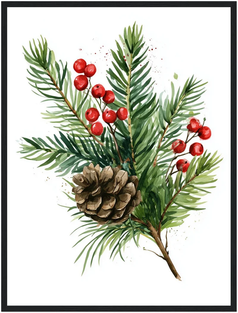 Winterzweig mit Zapfen Poster