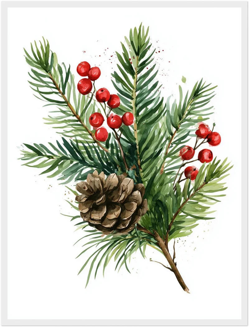 Winterzweig mit Zapfen Poster