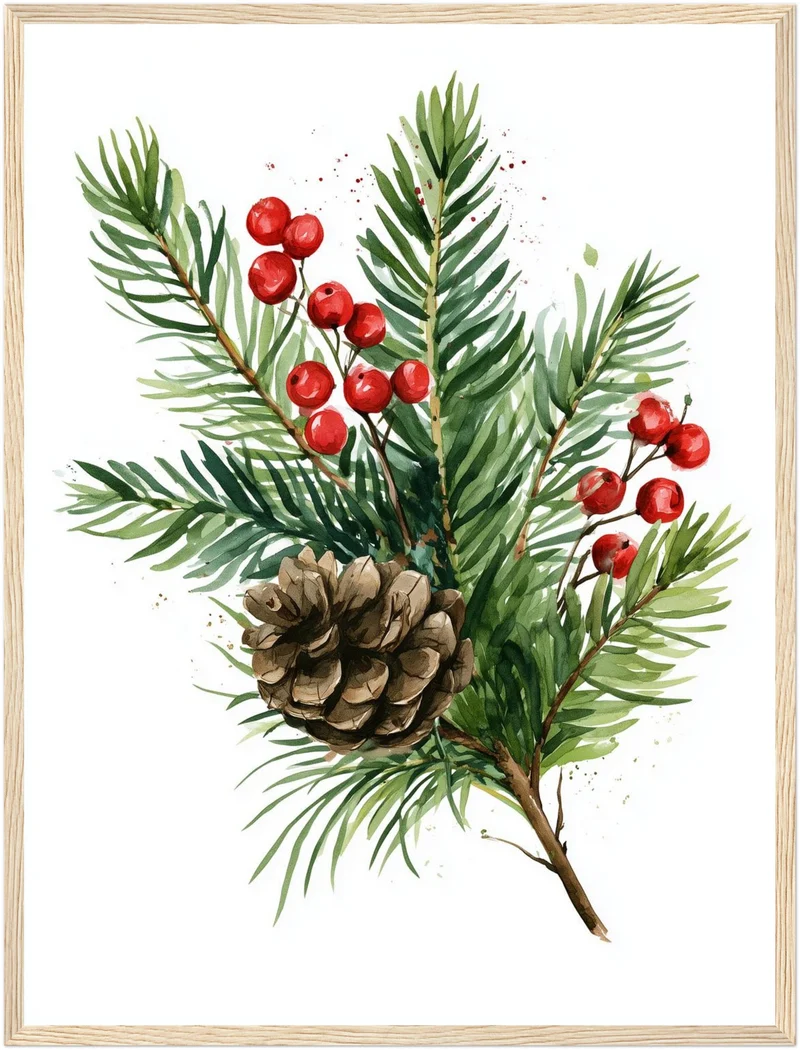 Winterzweig mit Zapfen Poster