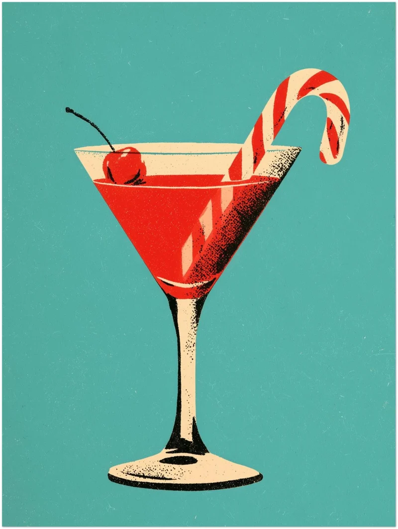 Weihnachts-Martini mit Zuckerstange Leinwand