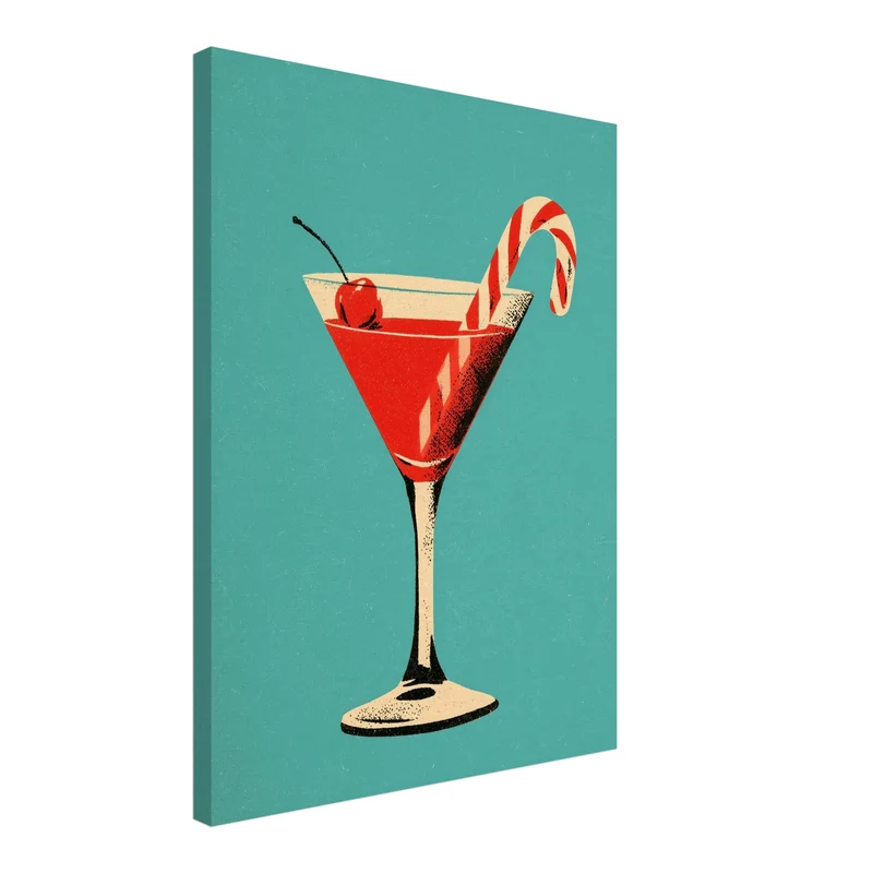 Weihnachts-Martini mit Zuckerstange Leinwand