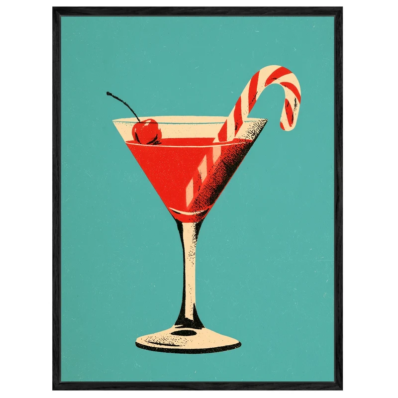 Weihnachts-Martini mit Zuckerstange Leinwand