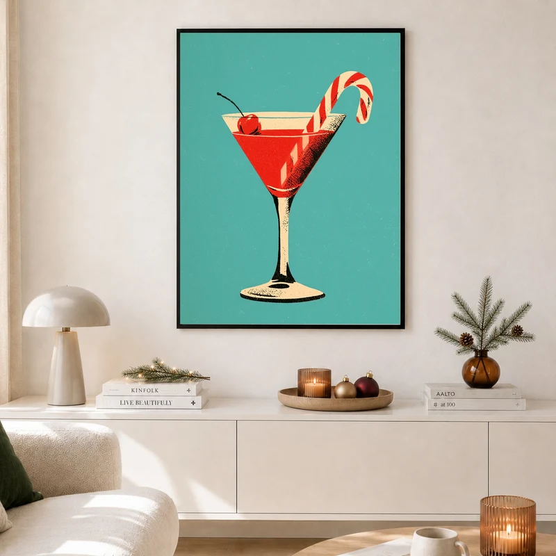 Weihnachts-Martini mit Zuckerstange Poster