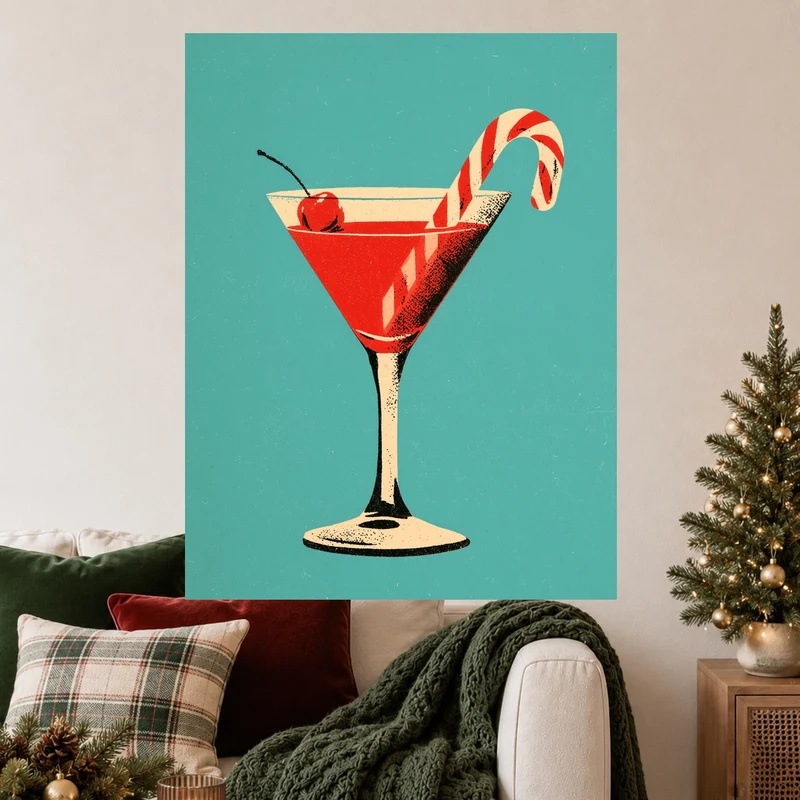 Weihnachts-Martini mit Zuckerstange Poster