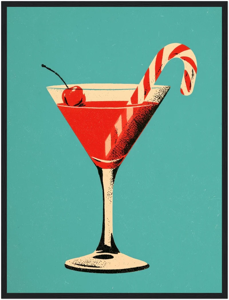 Weihnachts-Martini mit Zuckerstange Poster