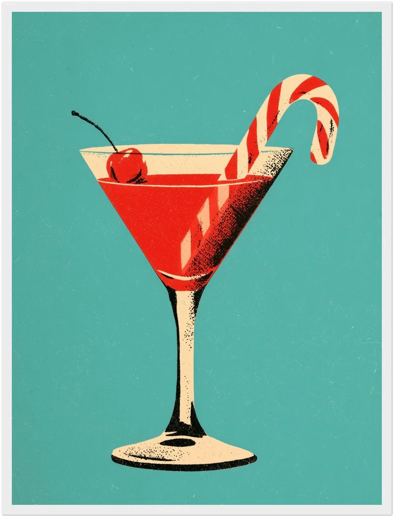 Weihnachts-Martini mit Zuckerstange Poster