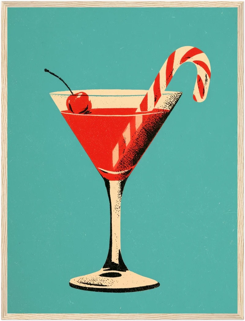 Weihnachts-Martini mit Zuckerstange Poster