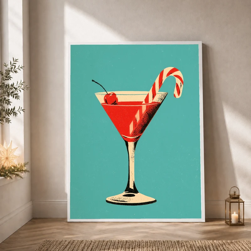 Weihnachts-Martini mit Zuckerstange Poster