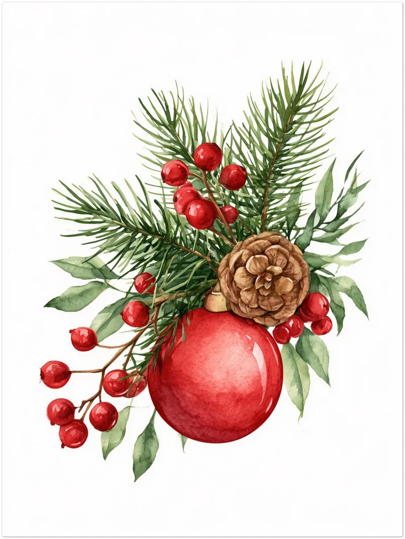 Weihnachtlicher Tannenzweig Stillleben Leinwand