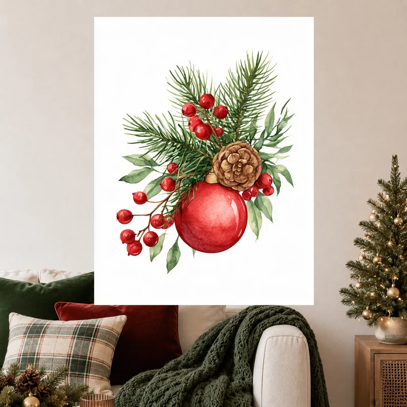 Weihnachtlicher Tannenzweig Stillleben Leinwand